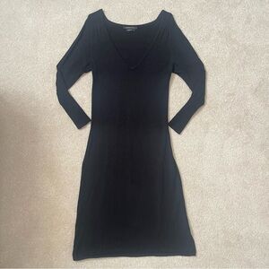 BCBGMaxAzria black sweater dress long sleeve V-neck women size small